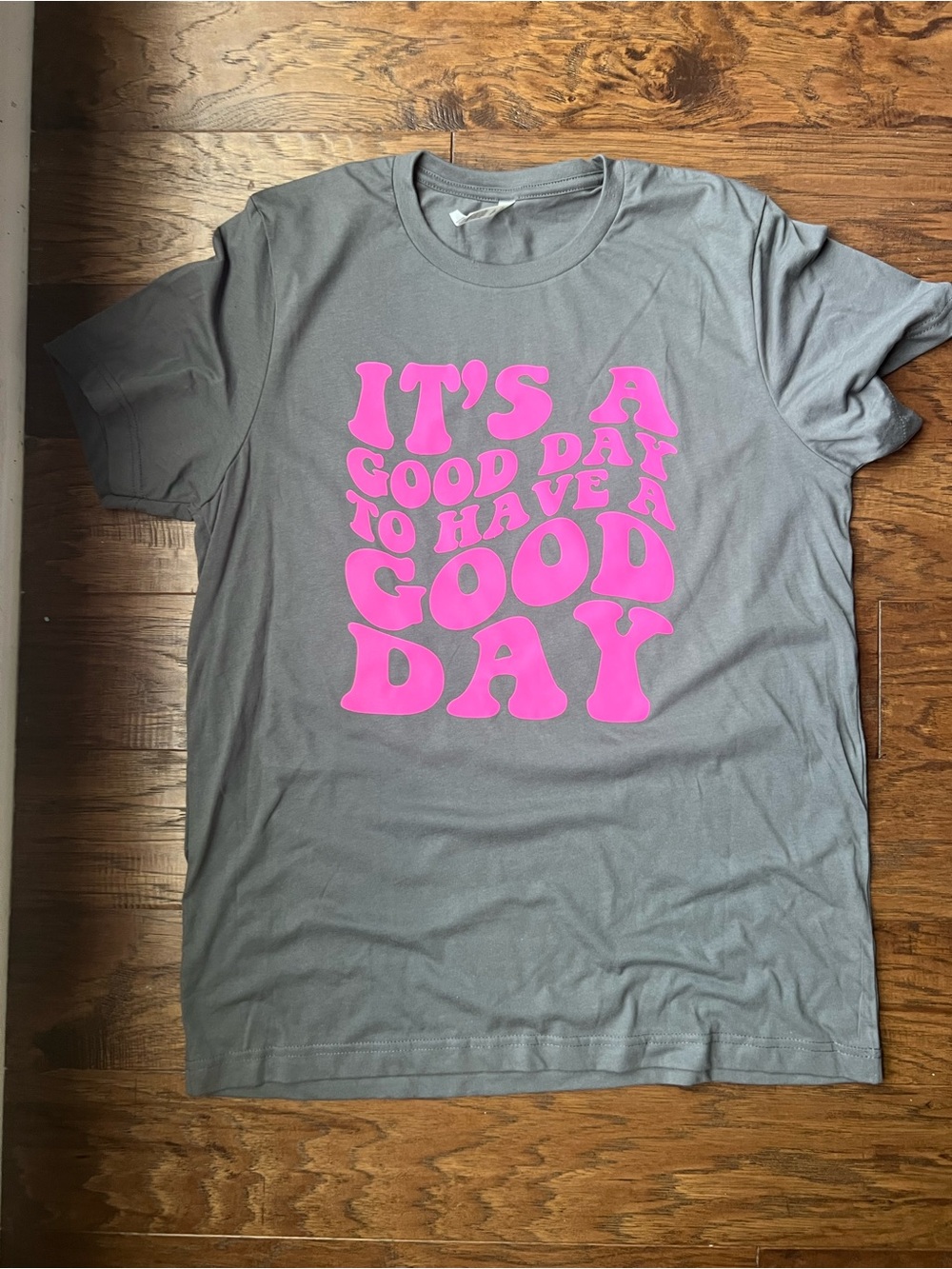 Bella Canvas Gray Tee with Pink "It's A Good Day" Graphic
